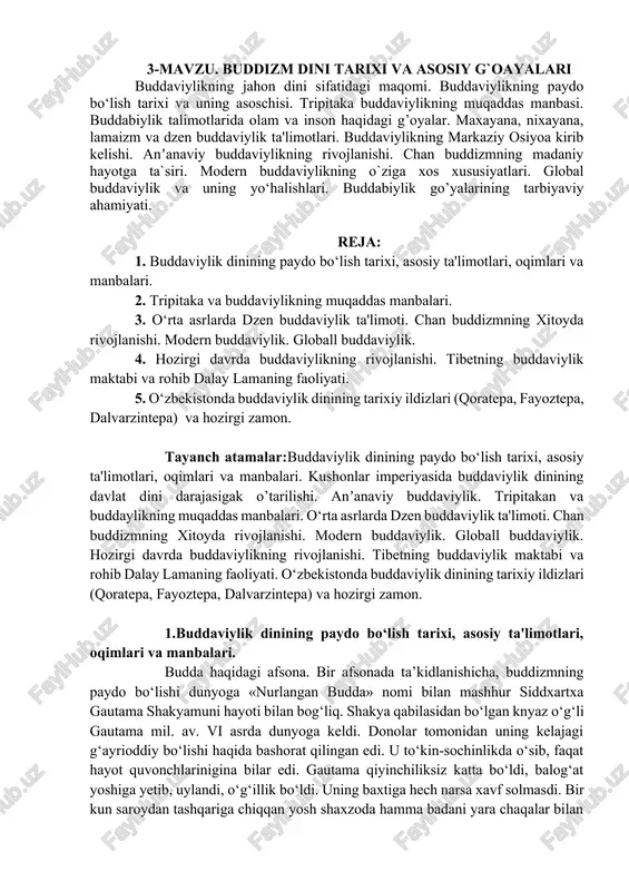 buddaviylik dinining tarixiy ildizlari — DOCX