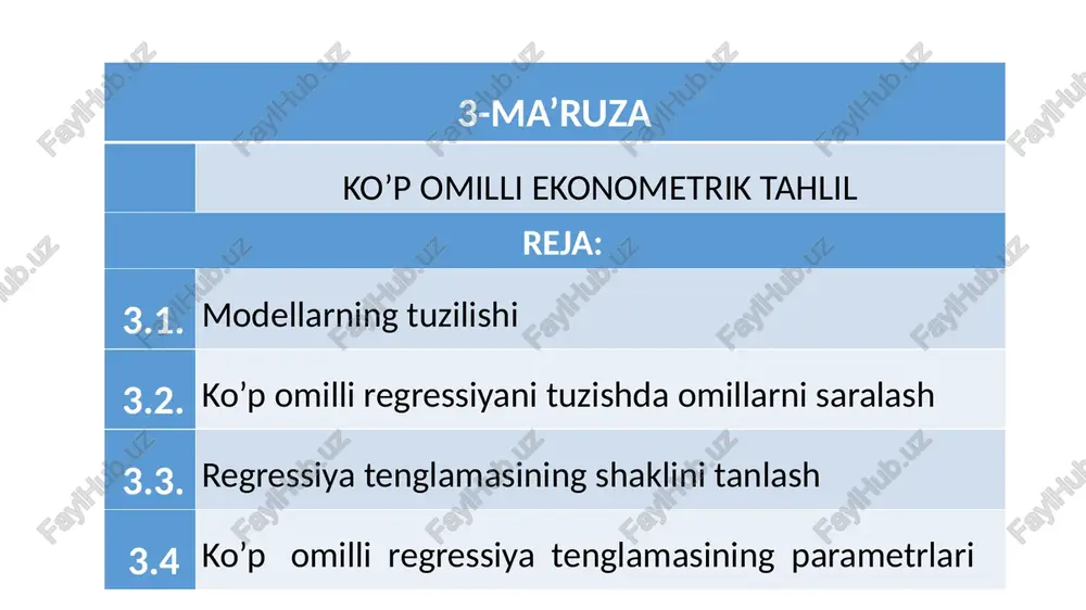 ko’p omilli ekonometrik tahlil — PPTX