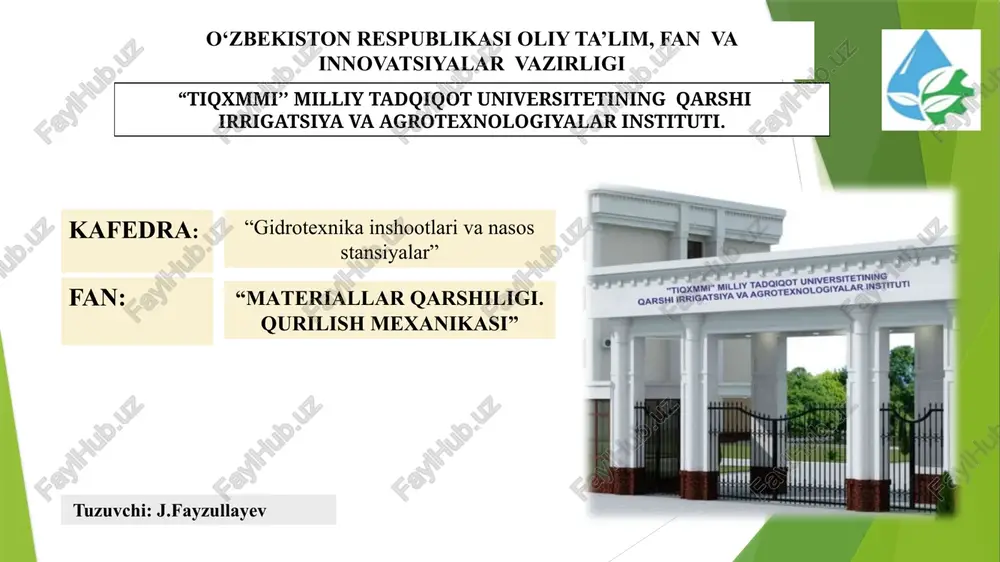 materiallar qarshiligi.qurilish mexanikasi — PPTX
