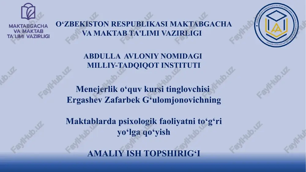 ergashev zafarbek g‘ulomjonovichning menejerlik o‘quv kursi — PPTX