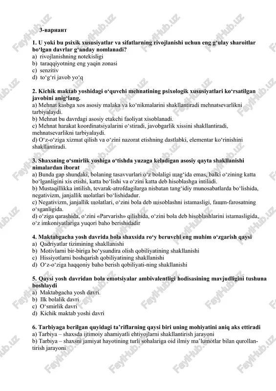 psixologiya sinovi test javoblari — DOCX