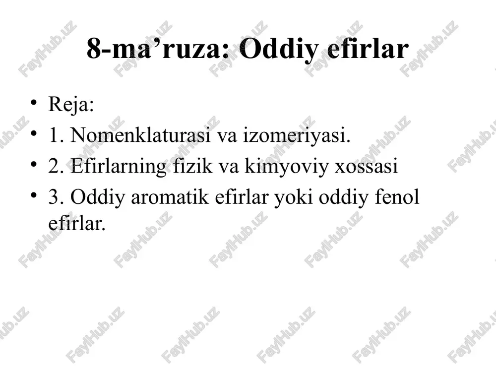 oddiy efirlar — PPTX