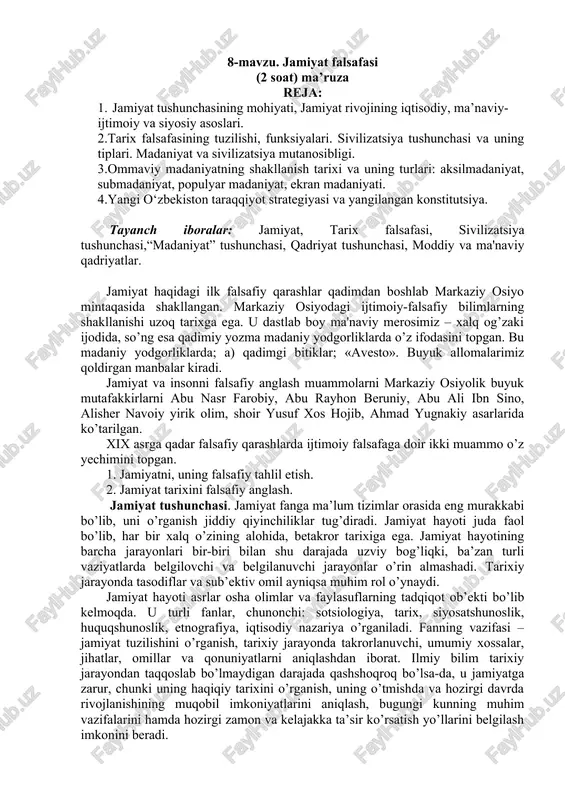 jamiyat falsafasi — DOCX
