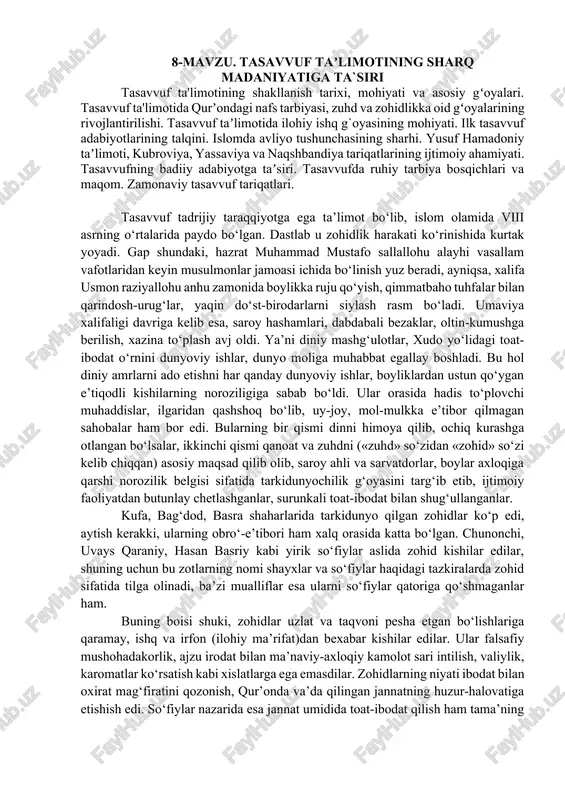 tasavvuf taʼlimoti — DOCX