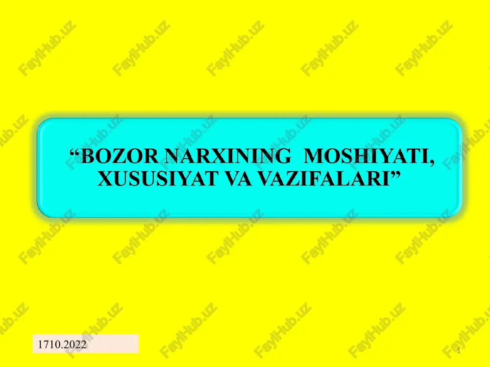 bozor narxining moshiyati, xususiyat va vazifalari — PPT