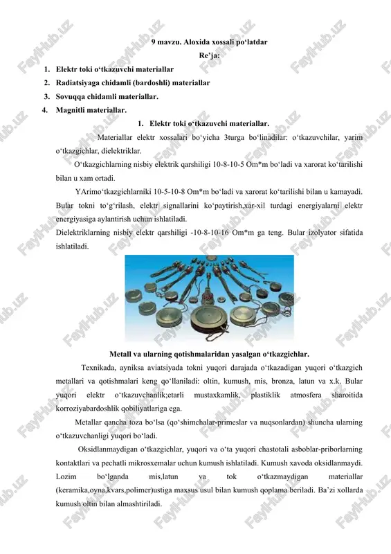 elektr toki o‘tkazuvchi materiallar — DOCX