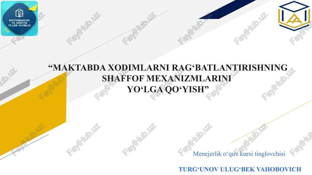 davlat hokimiyati va vakillarining ta'lim tashkilotlarini rivojlantirish — PPTX