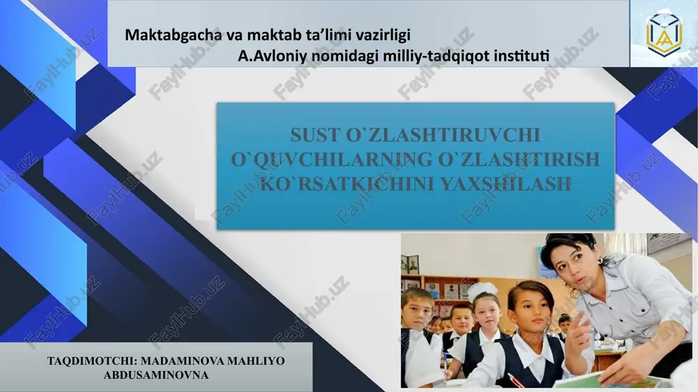 sust o`zlashtiruvchi o`quvchilar uchun trening — PPTX