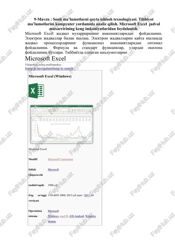 microsoft excel — DOCX