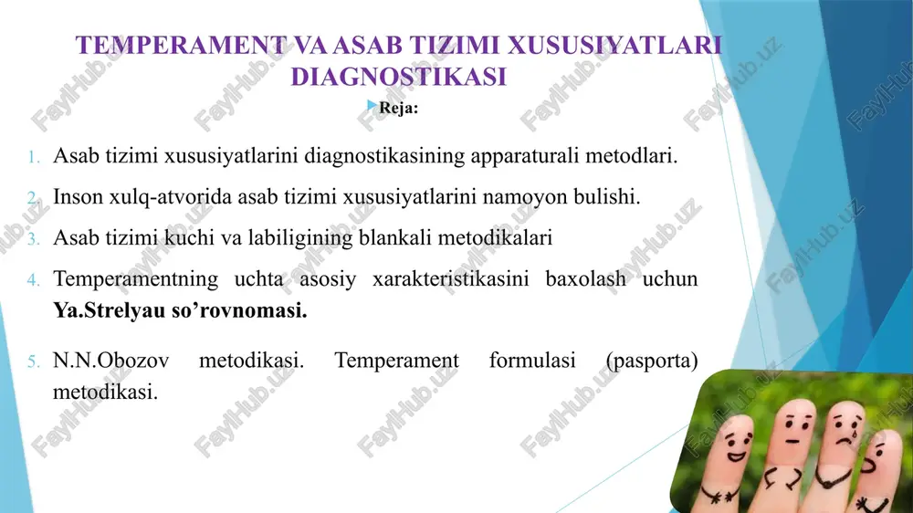 asab tizimi xususiyatlarini diagnostikasi — PPTX