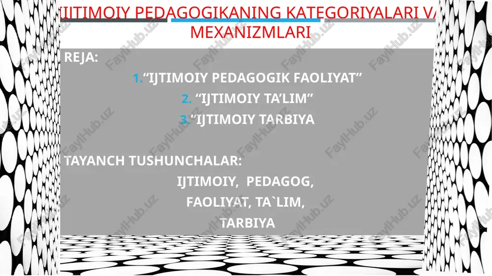 iijtimoiy pedagogikaning kategoriyalari vamexanizmlari — PPT