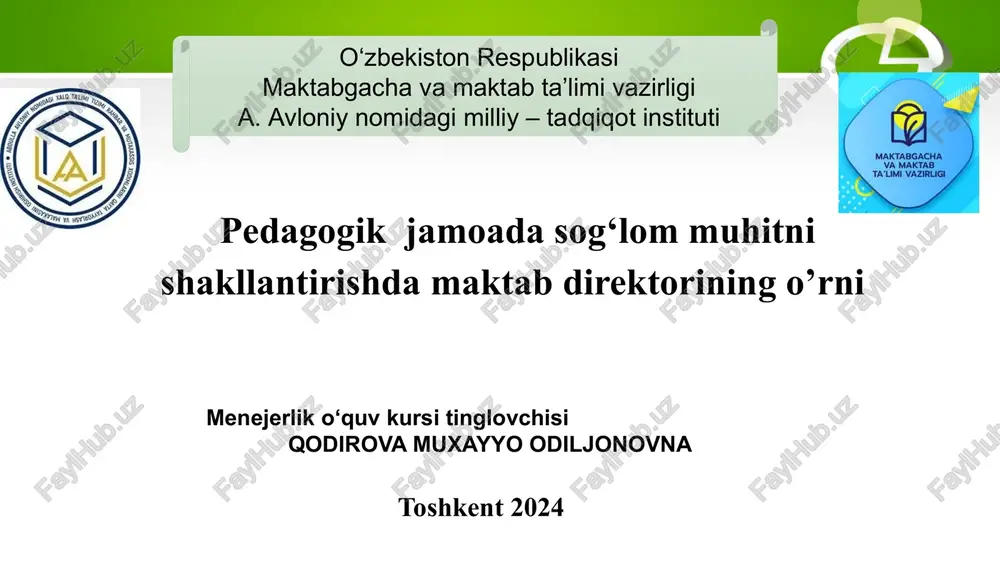 maktabgacha va maktab ta’limi vazirligi — PPTX