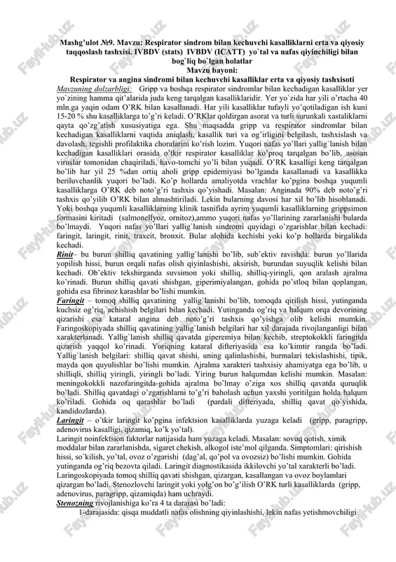 respirator sindrom bilan kechuvchi kasalliklar — DOCX