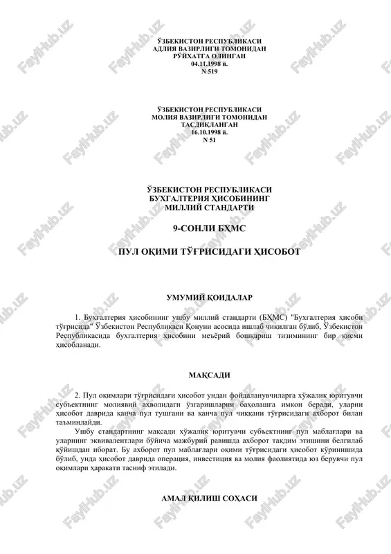 buxgalteriya hisobining milliy standarti — DOC