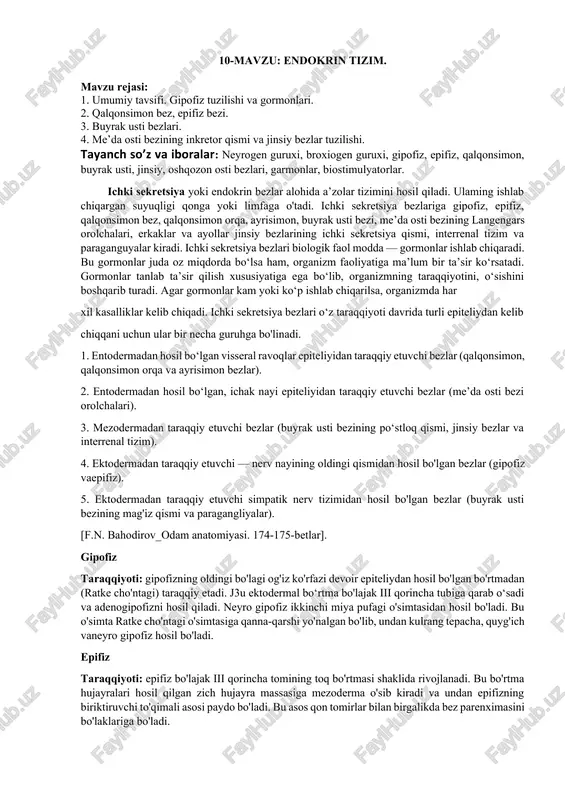 endokrin tizim — DOCX