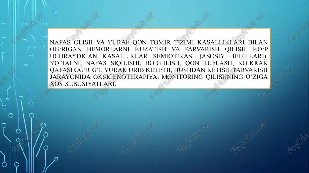 nafasolish va yurak-qon tomirzi kasalliklari — PPTX
