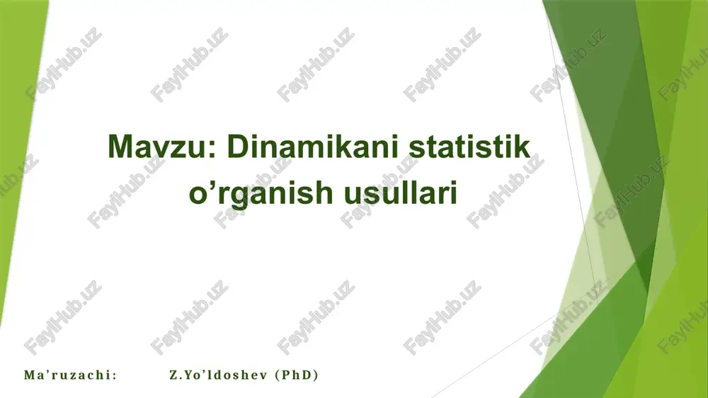 dinamikanistatistik o’rganish usullari — PPTX