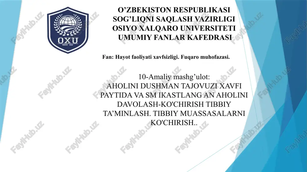 fuqaromuhofazasining tibbiy xizmati — PPTX