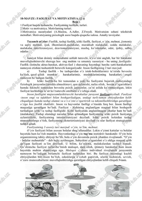 faoliyat va motivatsiya — DOCX