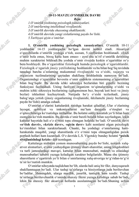 o‘smirlik davri — DOCX