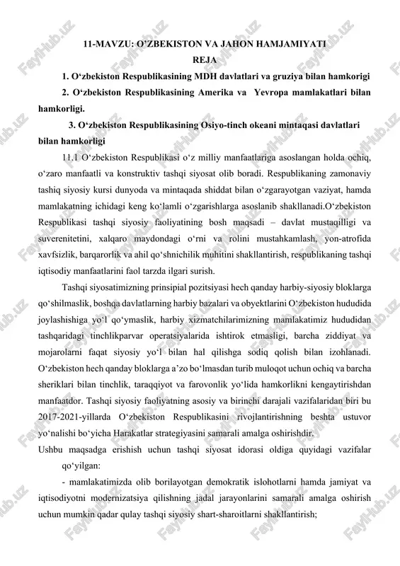 o‘zbekiston va jahon hamjamiyati — DOCX