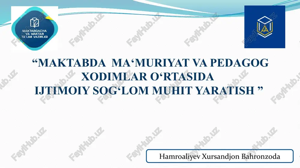 ijtimoiy sog‘lom muhit yaratish — PPTX