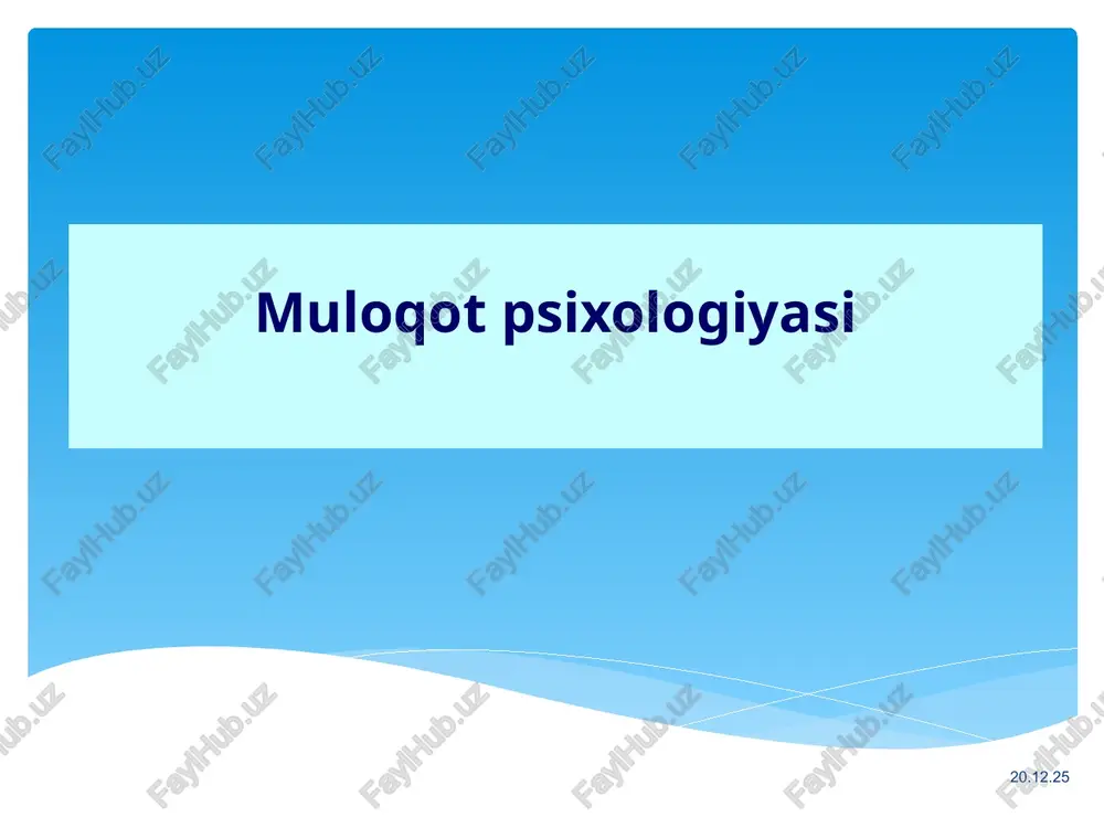 muloqot psixologiyasi — PPT