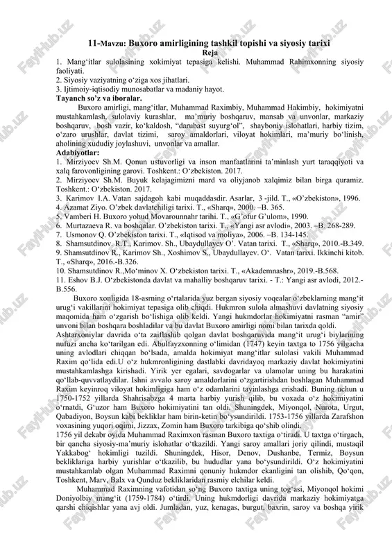 buxoro amirligining tashkil topishi va siyosiy tarixi — DOCX