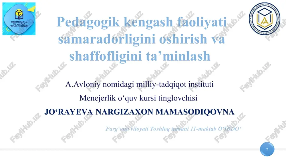 pedagogik kengash faoliyati samaradorligini oshirish va shaffofligini ta’minlash — PPT