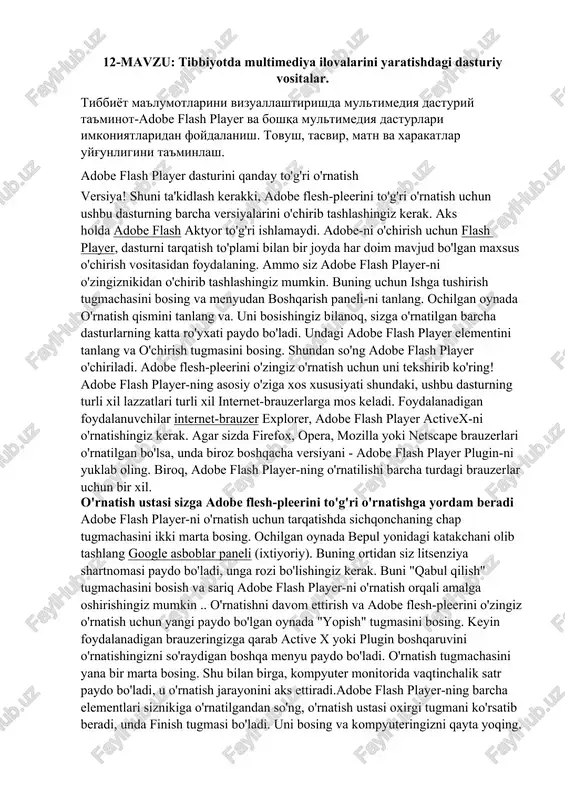 tibbiyot multimediya ilovalari — DOCX