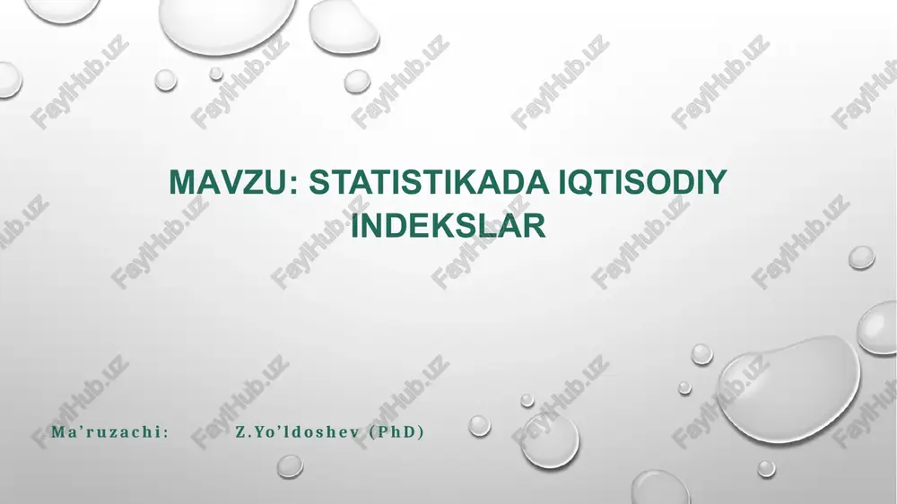 statistikada iqtisodiy indekslar — PPTX