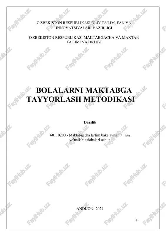 bolalarni maktabga tayyorlash metodikasi — DOCX