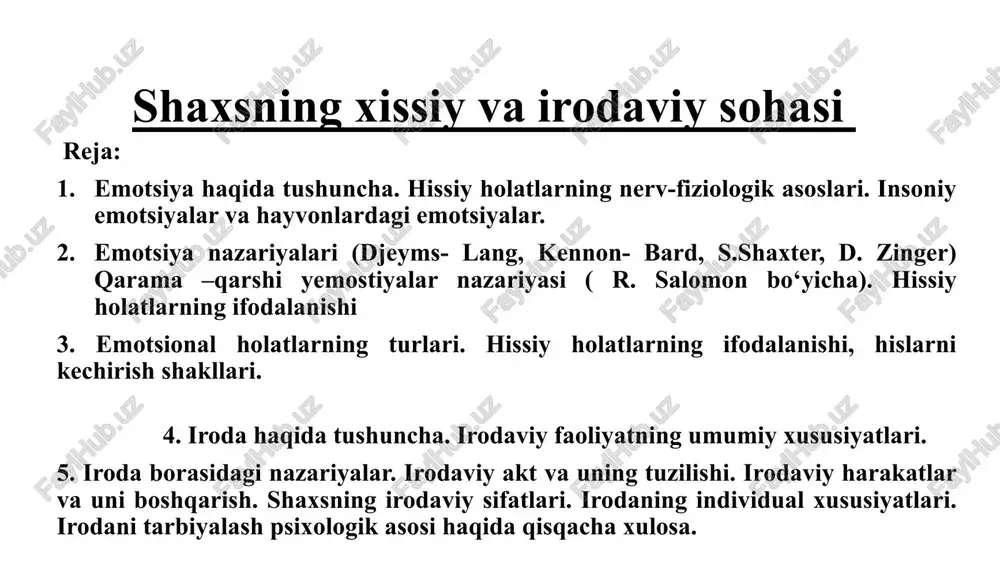shaxsning xiysi va irodaviy sohasi — PPTX