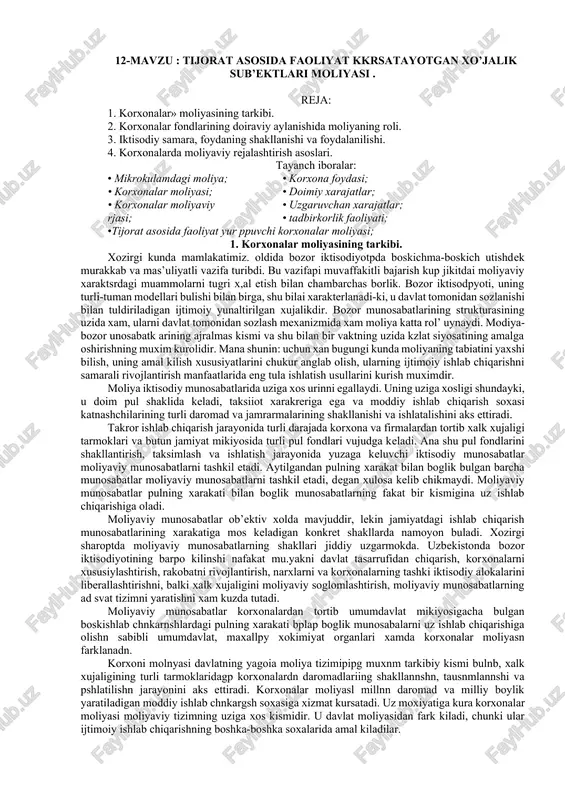 moliyachi korxonalari — DOCX