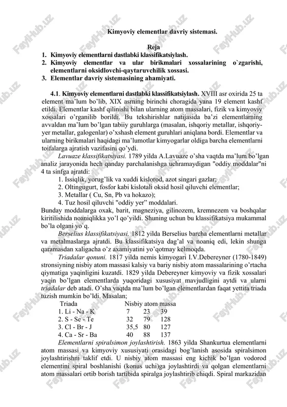 kimyoviy elementlar davriy sistemasi — DOCX