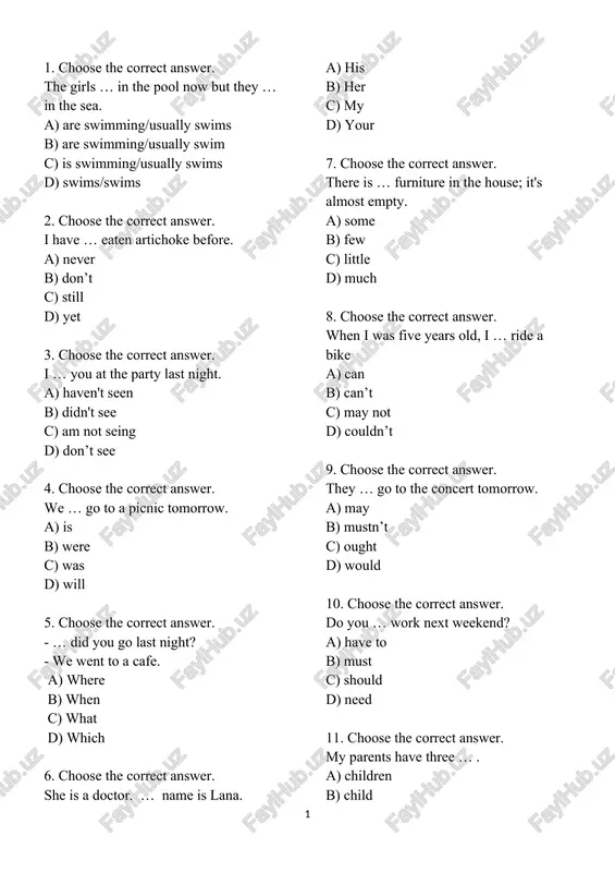 choose the correct answer. — DOCX