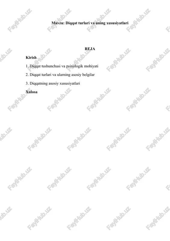 diqqat turlari va uning xususiyatlari — DOCX