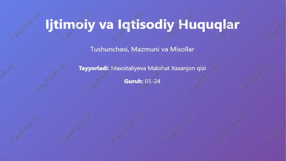 ijtimoiy va iqtisodiy huquqlar — PPTX