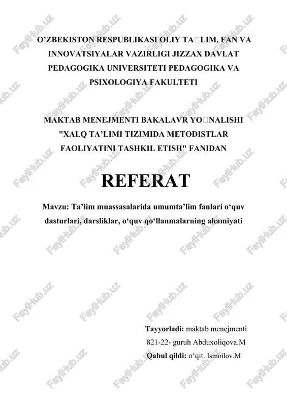 ta’lim muassasalarida umumta’lim fanlari o‘quv dasturlari — DOCX