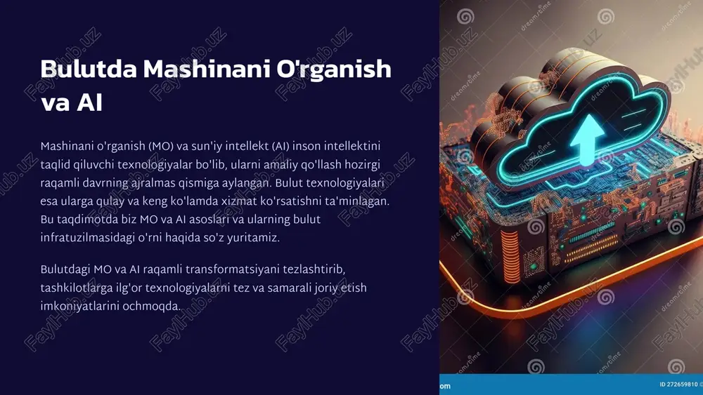 bulutda mashinani o'rganish va ai — PPTX