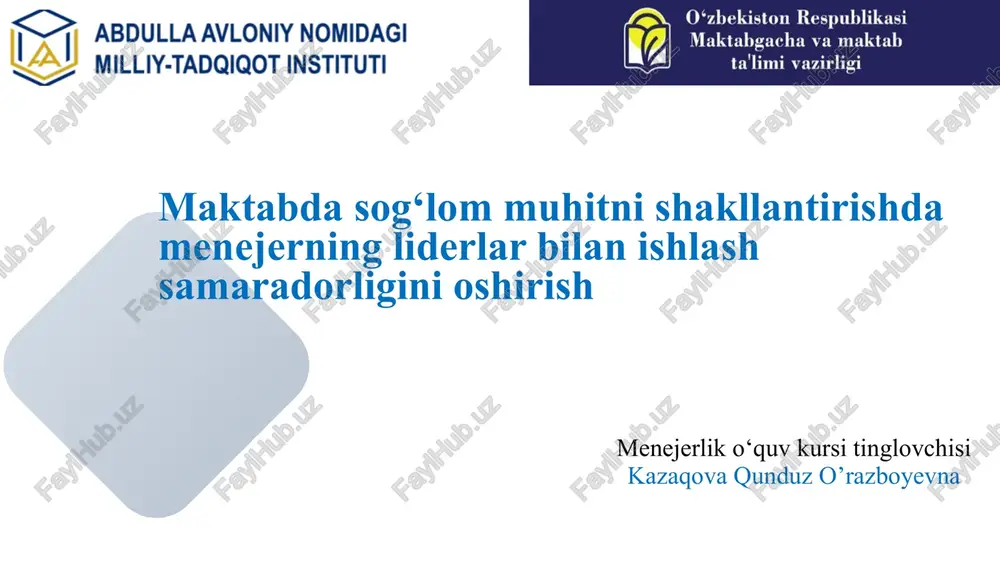 menejerlik o‘quv kursi tinglovchisi — PPTX