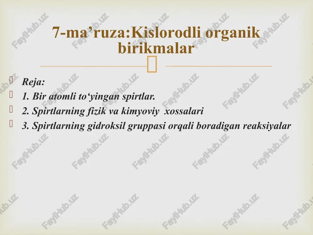 biratomli to'yingan spirtlar — PPTX