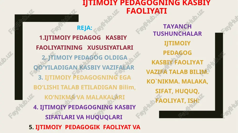 ijtimoiy pedagogning kasbiy faoliyati — PPT