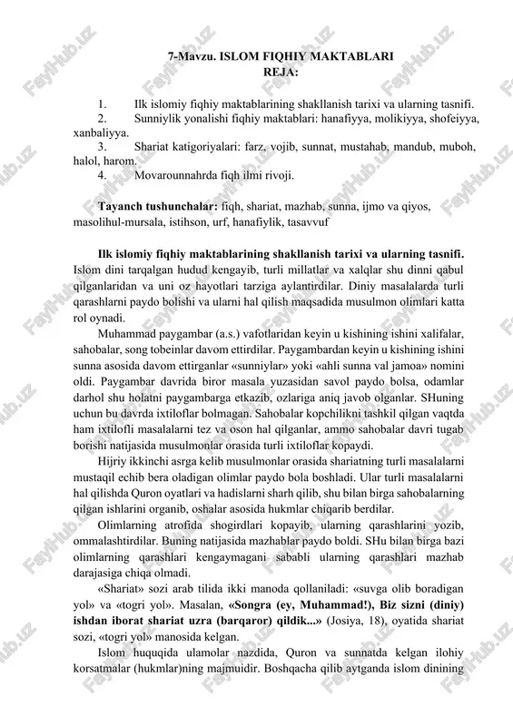 islom fiqhiy maktablari — DOCX