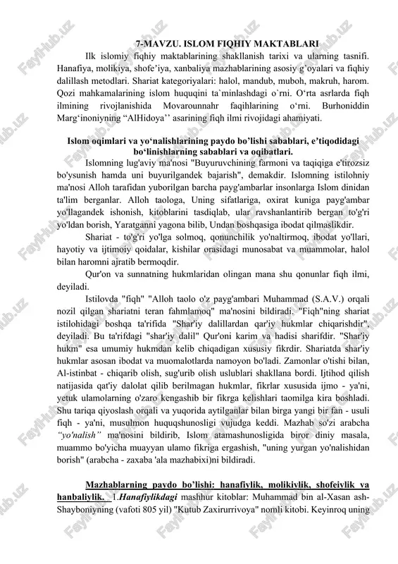islom fiqhiy maktablari — DOCX