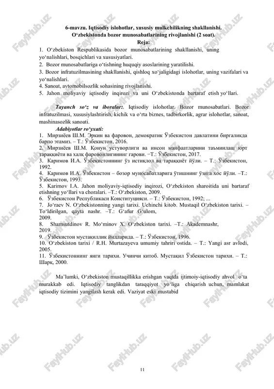 iqtisodiy islohotlar — DOCX