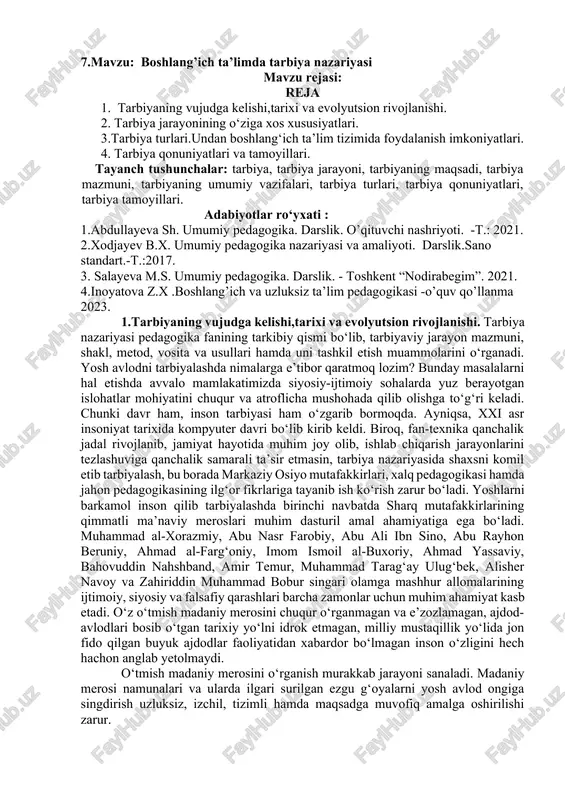 tarbiya nazariyasi — DOCX