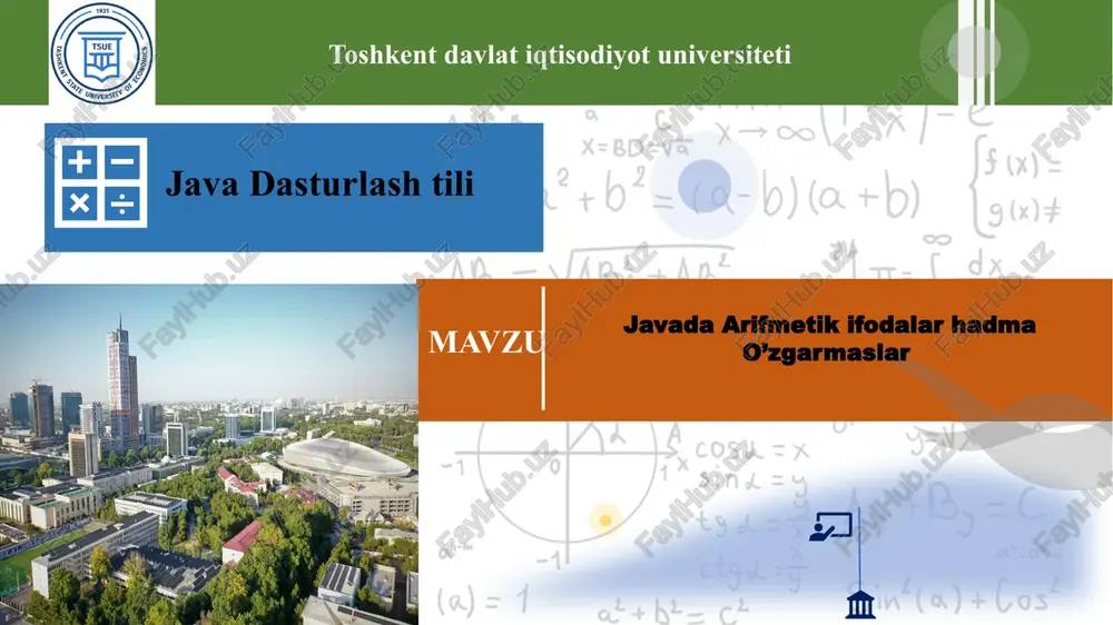 javada arifmetiki fodalar — PPTX