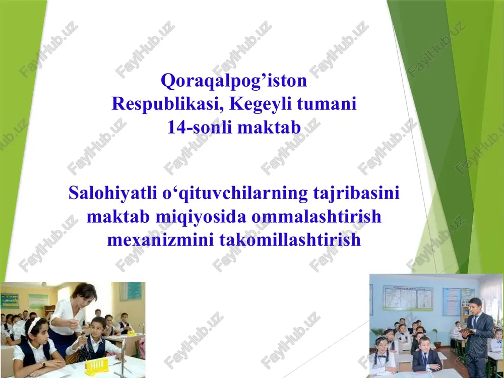 tajribalio‘qituvchilarning ish tajribasinimaktabda ommalashtirish — PPTX