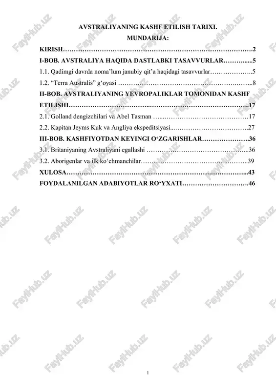 avstraliyaning kashf etilish tarixi — DOC